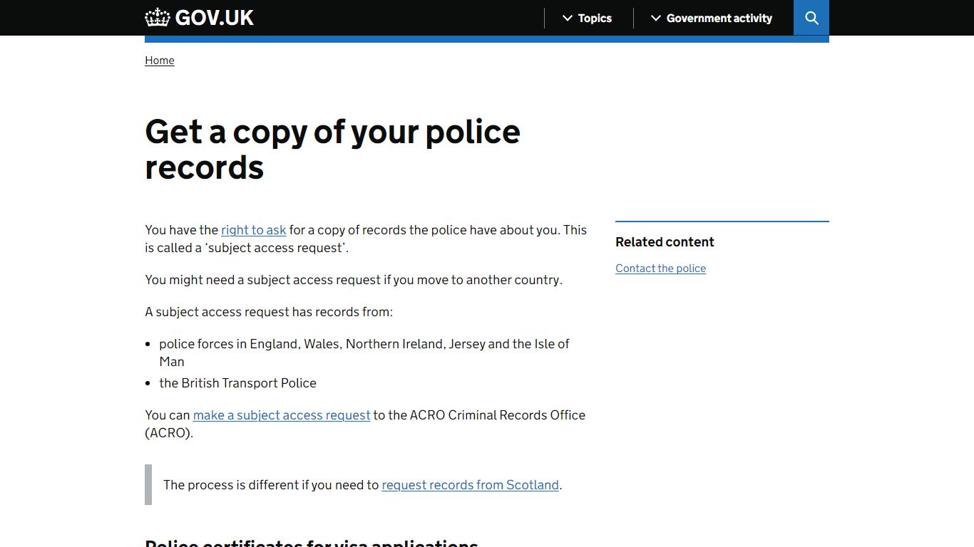 Get a copy of your police records - GOV.UK