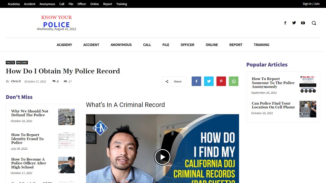 How Do I Obtain My Police Record - KnowYourPolice.net